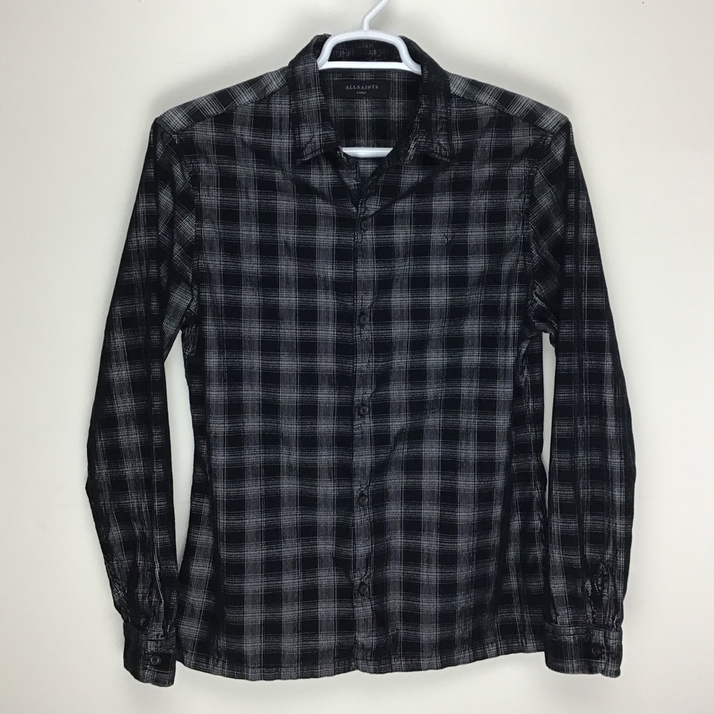 All Saints mens Pinehurst long sleeve button up casual shirt large